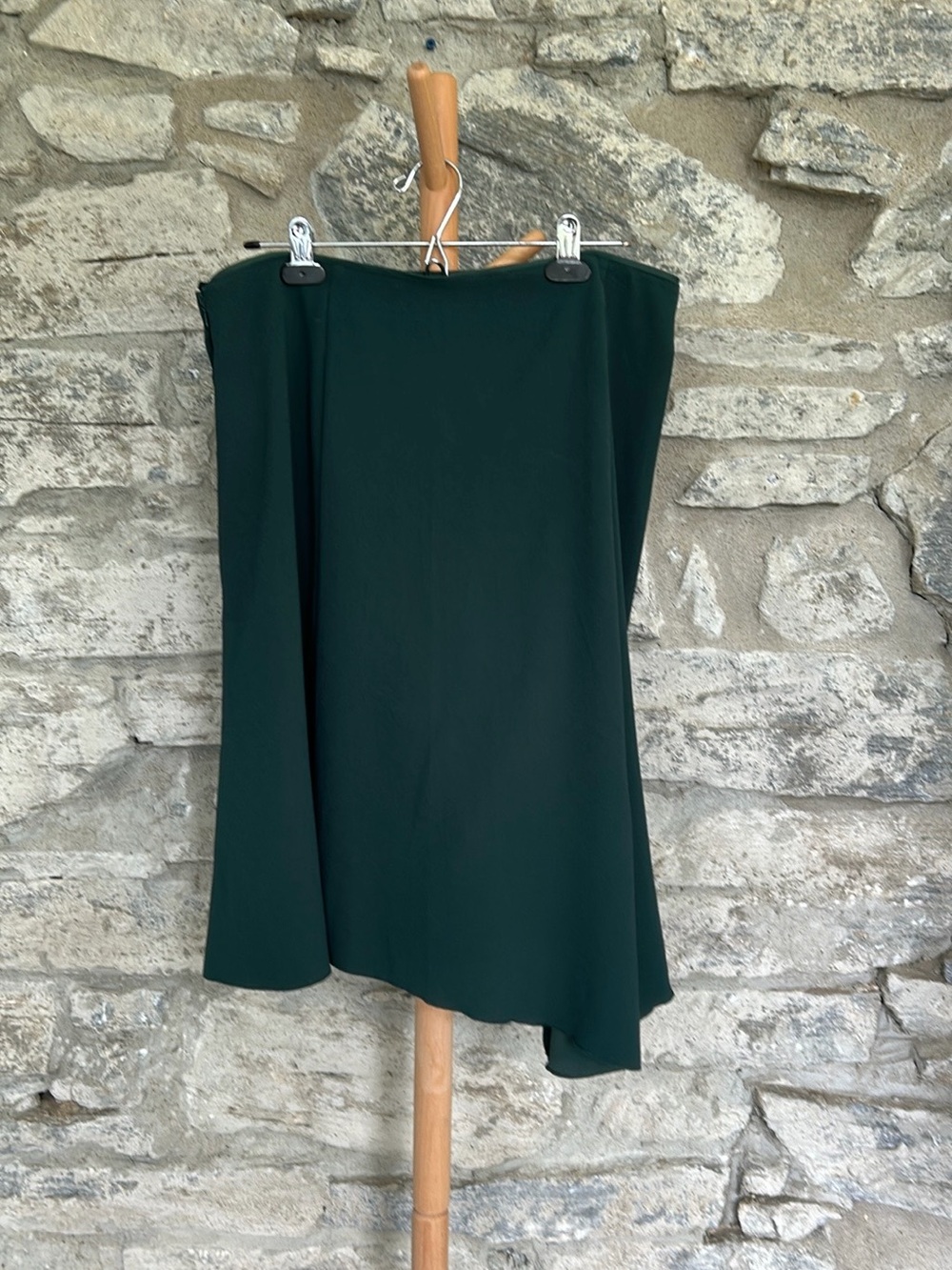 H&M Dark Green Asymmetrical Midi Skirt